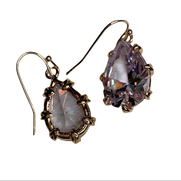 Sparkly Crystal teardrop earrings, light pink - Picture 5 of 12